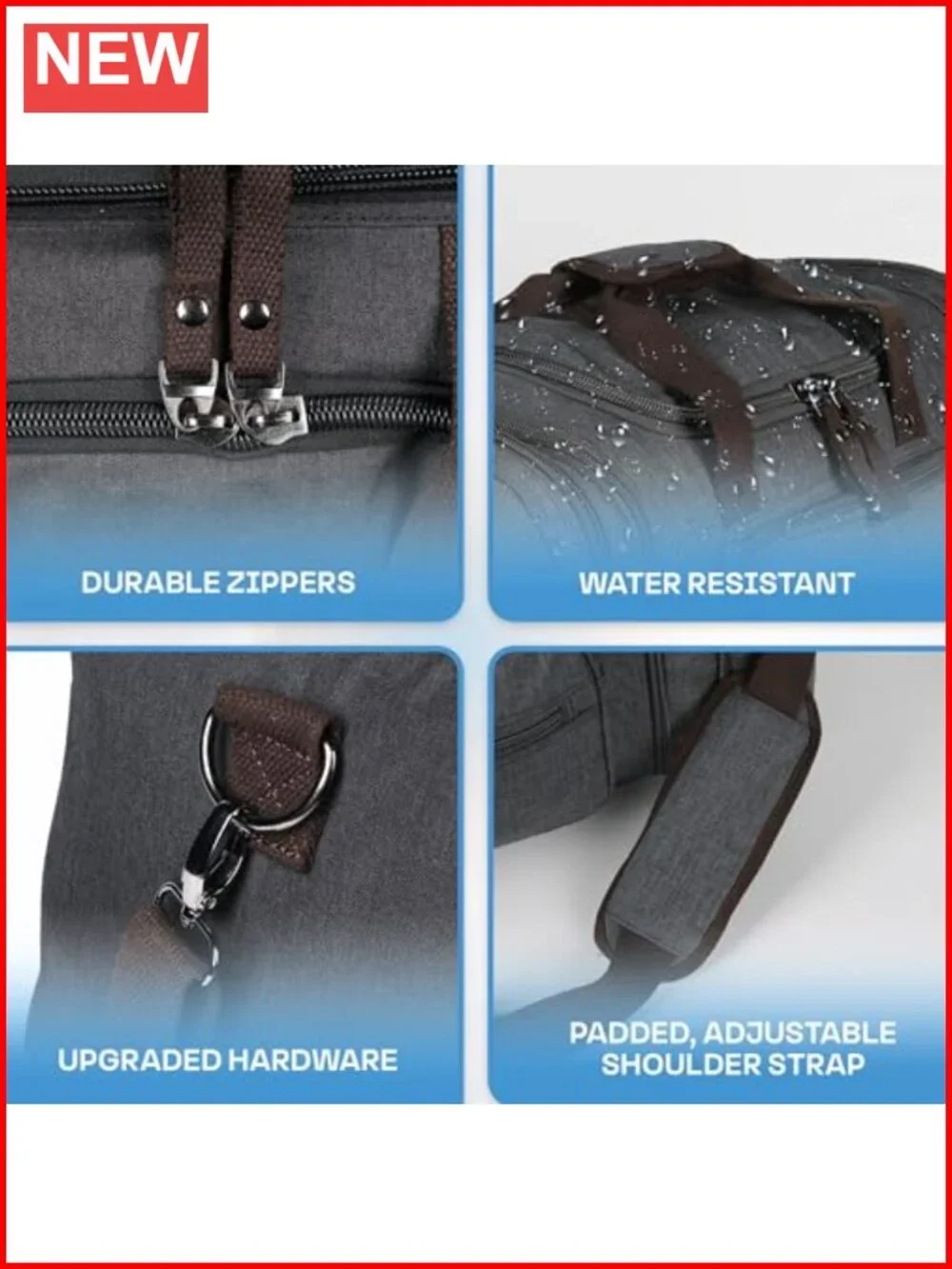 40L Expandable Carry On Duffle Bag with Pockets & Shoulder Strap